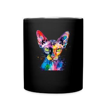Sphynx illustration, funny sphynx cat - Tasse einfarbig - Schwarz - Vorne