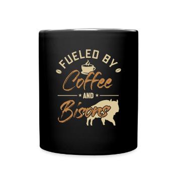 Fueled by Coffee and Bisons Buffalo Bovinae Lover - Full Colour Mug - black - Front
