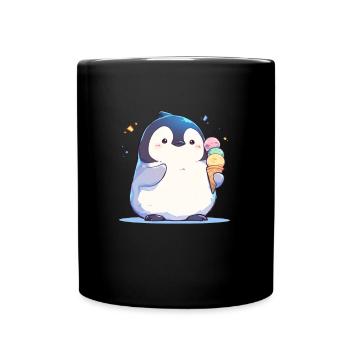 Penguin Ice Cream Kawaii Penguin Cute - Full Colour Mug - black - Front
