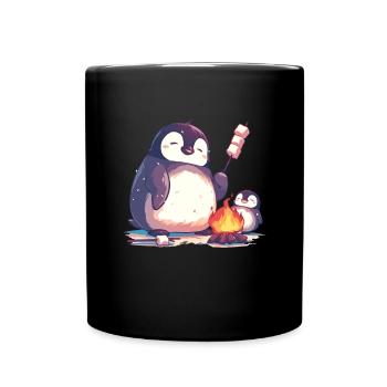 Pinguin Marshmallows Kawaii Pinguin Niedlich - Tasse einfarbig - Schwarz - Vorne