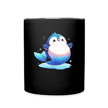 Pingouin, Sirène, Kawaii, Pingouin, Mignon - Mug uni - noir - Devant