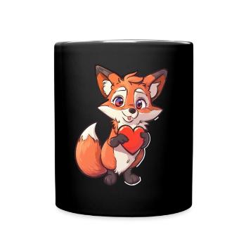 Adorable Fox Holding Heart for Animal Lovers and - Tasse einfarbig - Schwarz - Vorne