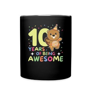 Castor pour ses 10 ans Enfants de dix ans - Mug uni - noir - Devant