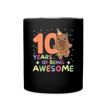 Capybara pour ses 10 ans enfants de dix ans - Mug uni - noir - Devant
