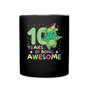 Drache zum 10. Geburtstag Kinder zehn Jahre alt - Tasse einfarbig - Schwarz - Vorne