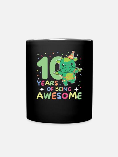 Drache zum 10. Geburtstag Kinder zehn Jahre alt - Tasse einfarbig - Schwarz