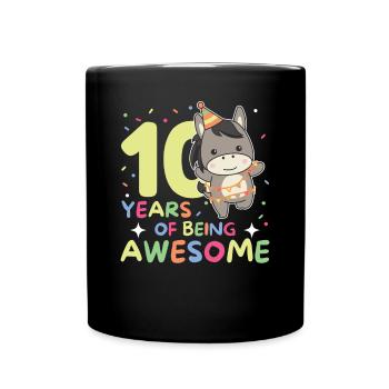 Âne pour les 10 ans Enfants de dix ans - Mug uni - noir - Devant