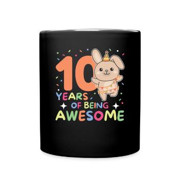 Lapin pour ses 10 ans enfants de dix ans - Mug uni - noir - Devant