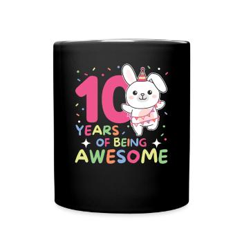 Lapin pour ses 10 ans enfants de dix ans - Mug uni - noir - Devant