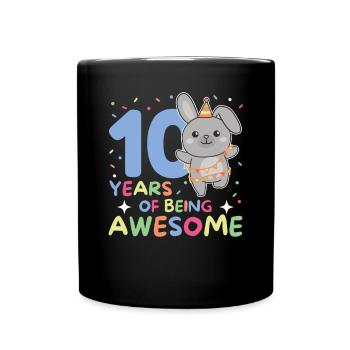 Lapin pour ses 10 ans enfants de dix ans - Mug uni - noir - Devant