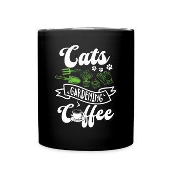 Café de jardinage pour chats - Jardinier amateur et amoureux des chats - Mug uni - noir - Devant