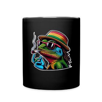 Lézard fumant du cannabis - Mug uni - noir - Devant