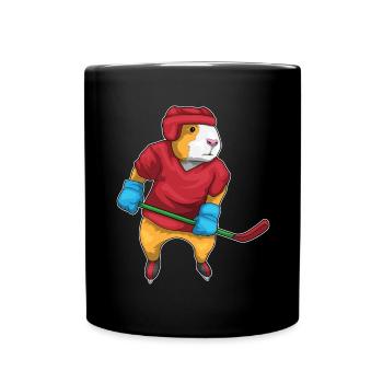 Meerschweinchen Eishockey Eishockeyschläger - Tasse einfarbig - Schwarz - Vorne