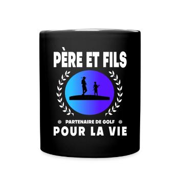 Vater Sohn Golf Retro Vintage Mann Papa Golfer - Tasse einfarbig - Schwarz - Vorne