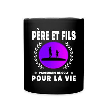 Vater Sohn Retro Vintage Golf Sonnenuntergang Papa Golfer - Tasse einfarbig - Schwarz - Vorne