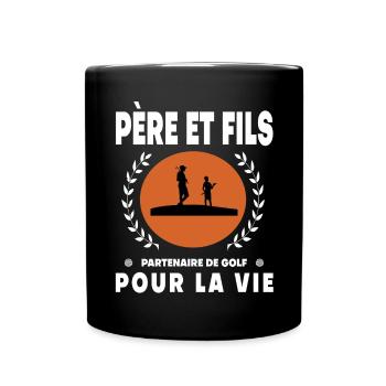Vater Sohn Golf Vintage Retro Papa Golfer - Tasse einfarbig - Schwarz - Vorne