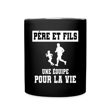 Running father and son duo man dad runner - Full Colour Mug - black - Front