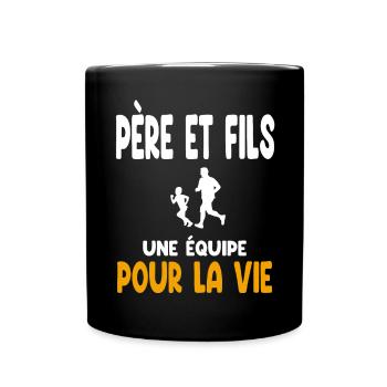 running père et fils partenaire vie papa coureur - Mug uni - noir - Devant