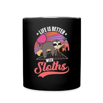 La vie est meilleure avec les paresseux - Mug uni - noir - Devant