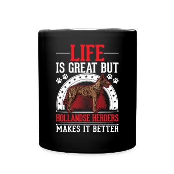 Hollandse Herder Dutch Shepherd Dog - Full Colour Mug - black - Front