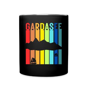 Gardasee Vintage Lago Di Garda Italien Urlaub - Tasse einfarbig - Schwarz - Vorne