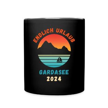 Gardasee Urlaub 2024 Lago Di Garda Italien Idee - Tasse einfarbig - Schwarz - Vorne