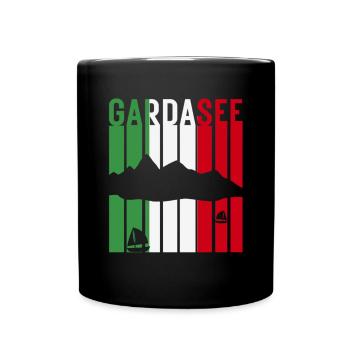Gardasee Italien Flagge Lago Di Garda Urlaub - Tasse einfarbig - Schwarz - Vorne