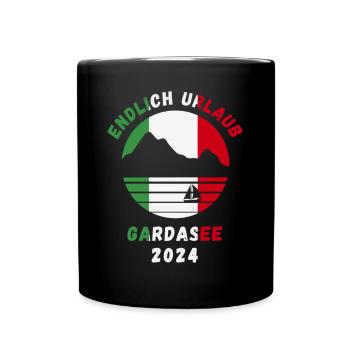Gardasee Urlaub 2024 Lago Di Garda Italien Idee - Tasse einfarbig - Schwarz - Vorne