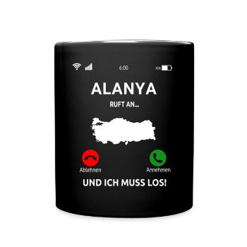 Alanya Urlaub Türkei Idee - Tasse einfarbig - Schwarz - Vorne