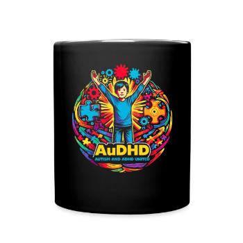 AuDHD Autismus ADHS Autistisches Spektrum Neurodiversität - Tasse einfarbig - Schwarz - Vorne