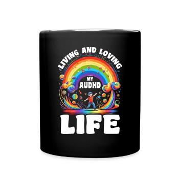 AuDHD Autismus ADHS Autistisches Spektrum Neurodiversität - Tasse einfarbig - Schwarz - Vorne