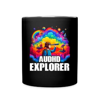 AuDHD Autism ADHD Autistic Spectrum Neurodiversity - Full Colour Mug - black - Front