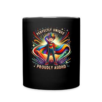 AuDHD Autism ADHD Autistic Spectrum Neurodiversity - Full Colour Mug - black - Front