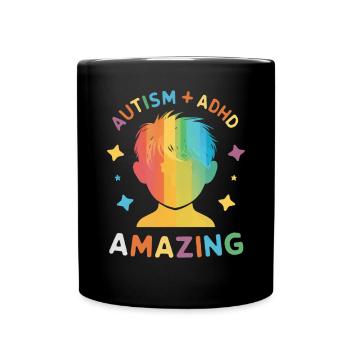 AuDHD Autism ADHD Autistic Spectrum Neurodiversity - Full Colour Mug - black - Front