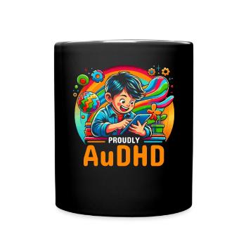 AuDHD Autism ADHD Autistic Spectrum Neurodiversity - Full Colour Mug - black - Front