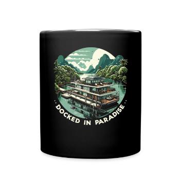 Houseboat Owner Lake Anchor House Boat Boating - Full Colour Mug - black - Front