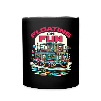 Houseboat Owner Lake Anchor House Boat Boating - Full Colour Mug - black - Front
