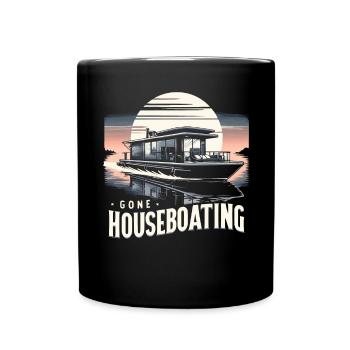 Houseboat Owner Lake Anchor House Boat Boating - Full Colour Mug - black - Front