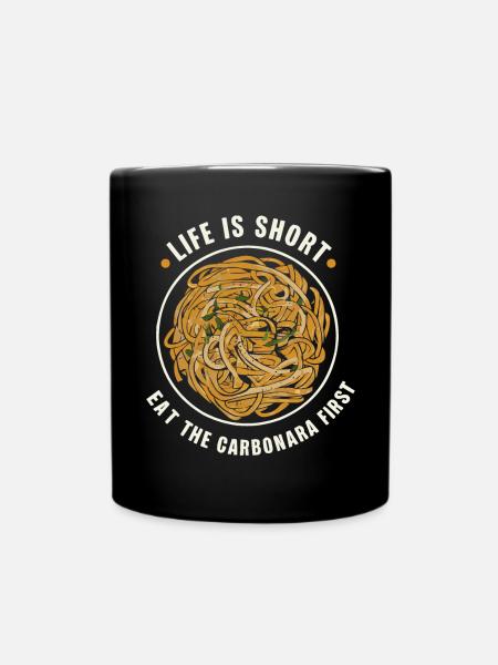 Nouilles carbonara Pâtes Nouilles Cuisine italienne - Mug uni - noir
