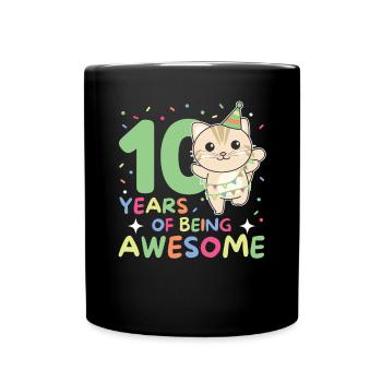 Chat pour les 10 ans Enfants de dix ans - Mug uni - noir - Devant