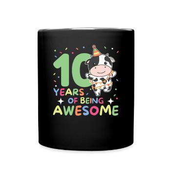 Cow for 10th birthday children ten years old - Full Colour Mug - black - Front