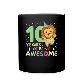 Leo pour ses 10 ans enfants de dix ans - Mug uni - noir - Devant