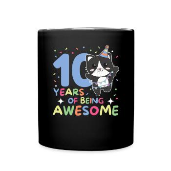 Chat pour les 10 ans Enfants de dix ans - Mug uni - noir - Devant