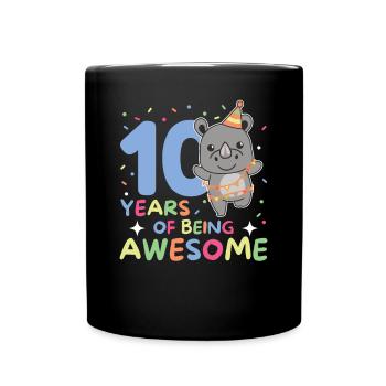 Rhinocéros pour ses 10 ans Enfants de dix ans - Mug uni - noir - Devant