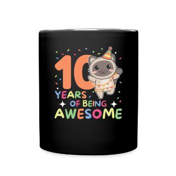 Chat pour les 10 ans Enfants de dix ans - Mug uni - noir - Devant