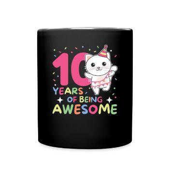 Cat for 10th birthday Children ten years old - Full Colour Mug - black - Front