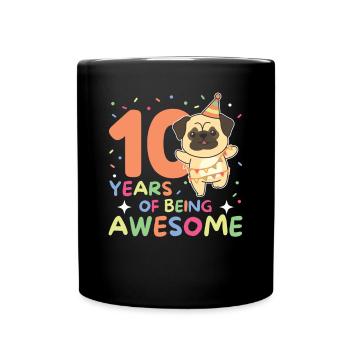 Carlin pour ses 10 ans Enfants de dix ans - Mug uni - noir - Devant