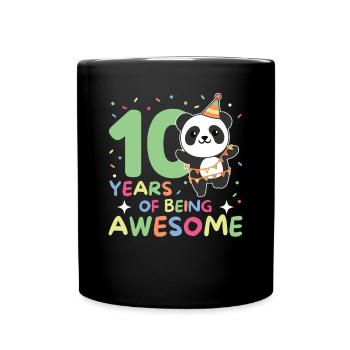 Panda for 10th birthday children ten years old - Full Colour Mug - black - Front
