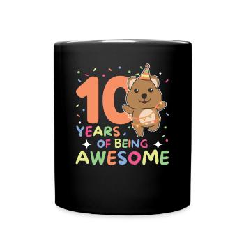 Quokka pour ses 10 ans enfants de dix ans - Mug uni - noir - Devant