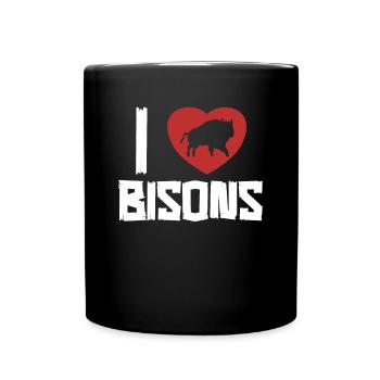 Ich liebe Bisons Büffel Amerikanischer Bison Bovinae - Tasse einfarbig - Schwarz - Vorne